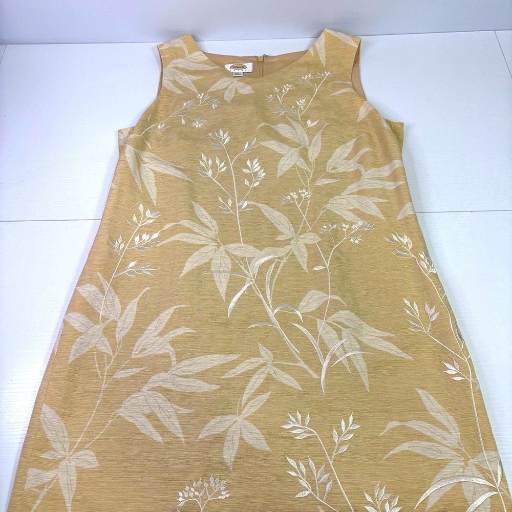Talbots Cream Beige Silk Floral Embroidered Sleeveless Midi Dress Size 12P